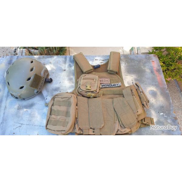 Lot Gilet tactique complet Miltec couleur sable + bcp accessoires