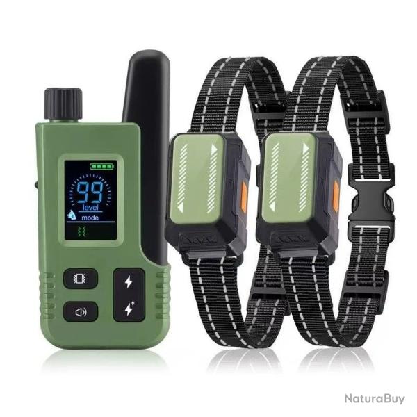 2X Colliers de Dressage Chien 600m Rechargeable �tanche IPX65 T�l�commande 4 Modes Petit Grand Chien