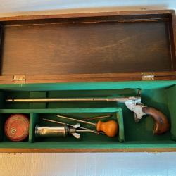 Magnifique pistolet de salon Flobert allemand ancien, calibre 6 mm