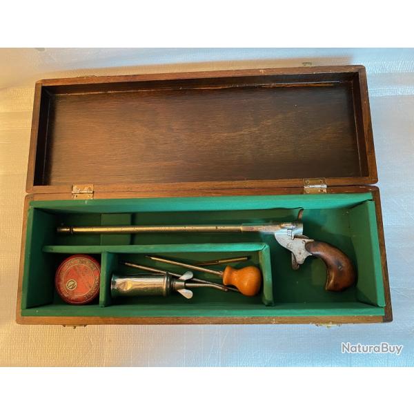 Magnifique pistolet de salon Flobert allemand ancien, calibre 6 mm