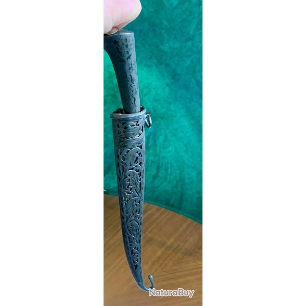 Splendide Khanjar Persan Qajar (XIXe) - D�cor Perruches Ajour� & Damasquinage Or et Argent