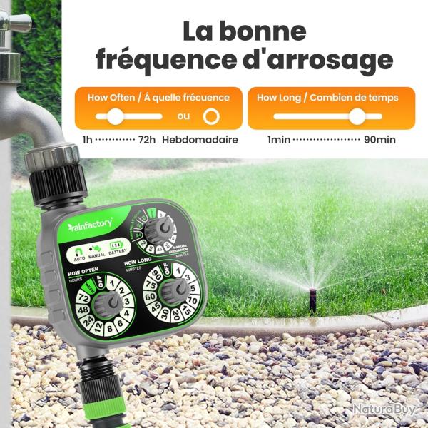 programmateur d'arrosage minuterie intuitive � 3 molettes pour arrosage Automatique jardin pelouse