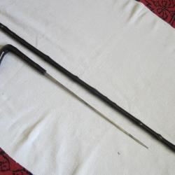 Canne &eacute;p&eacute;e &agrave; syst&egrave;me, lame sign&eacute;e Solingen.