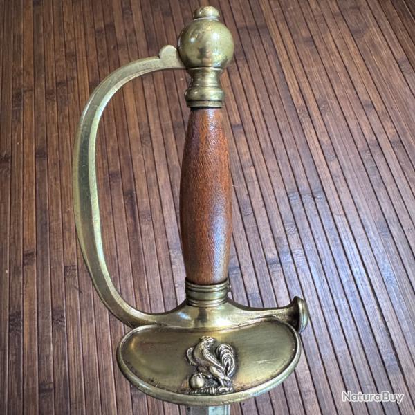 �P�E MOD�LE 1816 D'OFFICIER FRAN�AIS CLAVIER AU COQ GAULOIS LAME FORG�E PAR COULAUX A   KLINGENTHAL