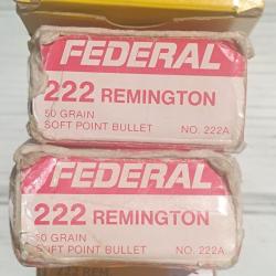 Lot de 5 boites de 20 cartouches 222 rem
