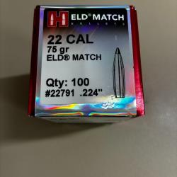 Ogives Hornady ELD Match 22 CAL 75 gr (qt 100 ) #22791