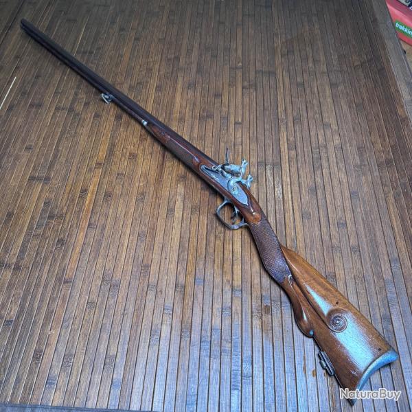 SUPERBE FUSIL DE CHASSE � SILEX DOUBLE CANON JUXTAPOS�S PLATINE SIGN�E