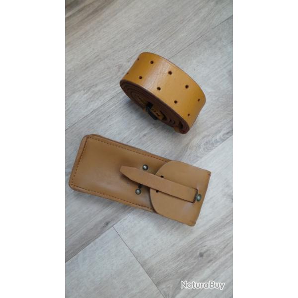 CEINTURON ET POCHETTE CUIR ARMEE FRANCAISE