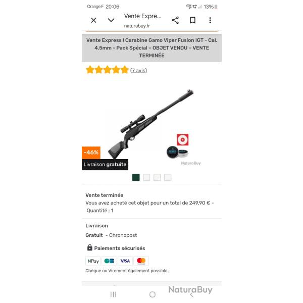� vendre servi une fois carabine � plombs