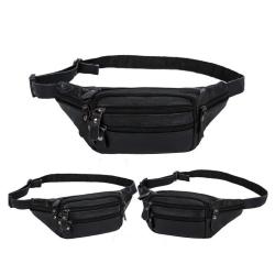 Sac Banane Homme Cuir &Eacute;tanche Grande Capacit&eacute; Multipoches Voyage Rando Ceinture Mode Quotidie Noir