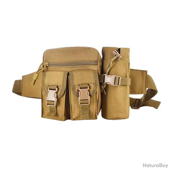 Sac Banane Tactique �tanche Porte Bouteille D�tachable Randonn�e Running Camping Homme Femme Kaki