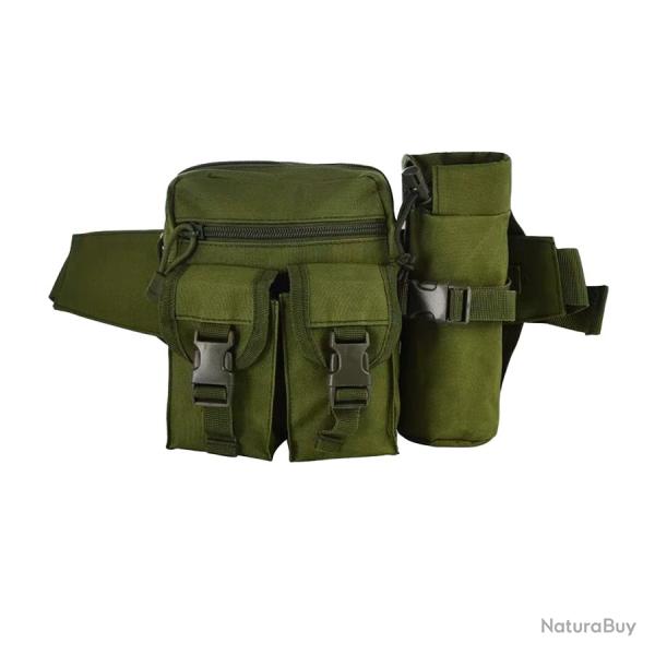 Sac Banane Tactique �tanche Porte Bouteille D�tachable Randonn�e Running Camping Homme Femme Vert