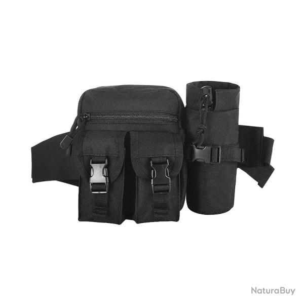 Sac Banane Tactique �tanche Porte Bouteille D�tachable Randonn�e Running Camping Homme Femme Noir