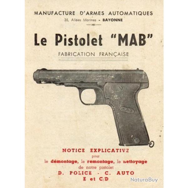 notice 5 pages pistolet MAB (envoi par mail) - VENDU PAR JEPERCUTE (m2781)