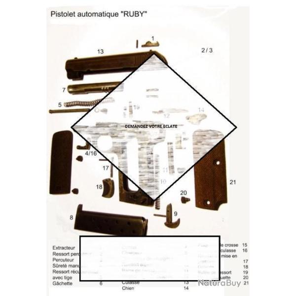 �clate des pi�ces de pistolet RUBY 1915 (envoi par mail) - VENDU PAR JEPERCUTE (m2782)