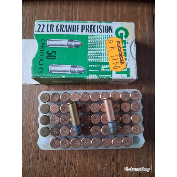 Cartouches  de collection, 22lr "grande pr�cision" G�velot, 1 bo�te entam�e (45 restantes+panachage)
