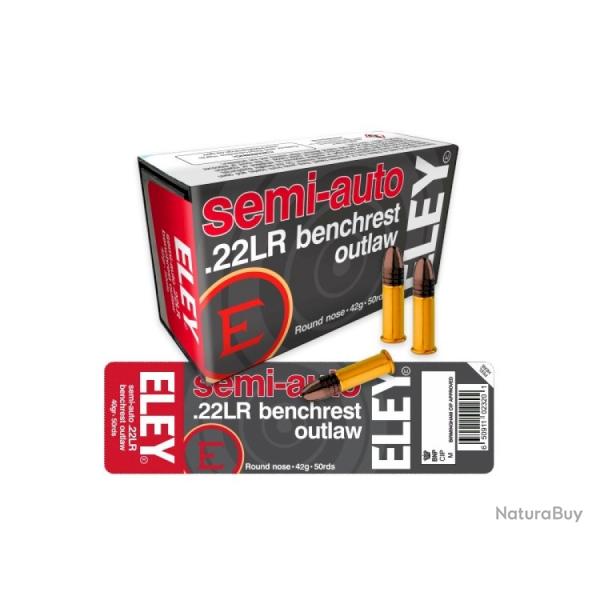 Balles ELEY cal.22LR semi-auto benchrest outlaw round-nose 42gr par 500