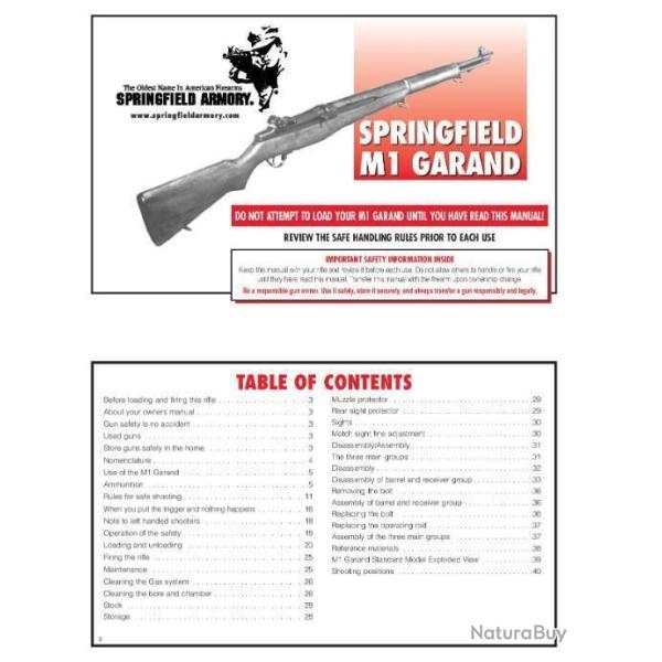notice carabine SPRINGFIELD GARAND M1 en Anglais (envoi par mail) - VENDU PAR JEPERCUTE (m2788)