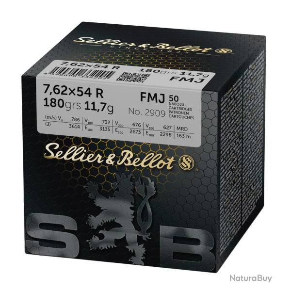 CARTOUCHES S&B 7,62�54 R  FMJ 11,7g./180 GRS boite de 50