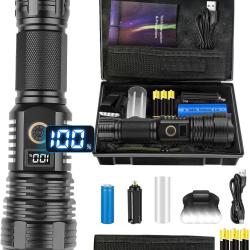 Lampe Torche 23000 Lumens LED Ultra Puissante Zoomable 5 Modes &Eacute;tanche IPX5  Camping P&ecirc;che Randonn&eacute;e