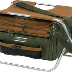 Tabouret Pliant Si&egrave;ge avec Sac Isotherme Portable Hauteur 44cm Poids Maximum 100 kg Marron/Vert