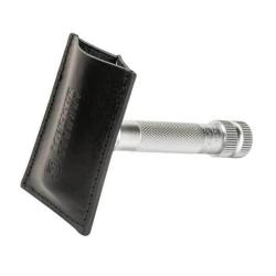 Etui cuir noir Merkur pour rasoir de s&eacute;curit&eacute;