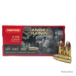 Offre flash B ! Norma 9 mm Luger FMJ Range & Training 124GR - 8G - 5 bo&icirc;tes