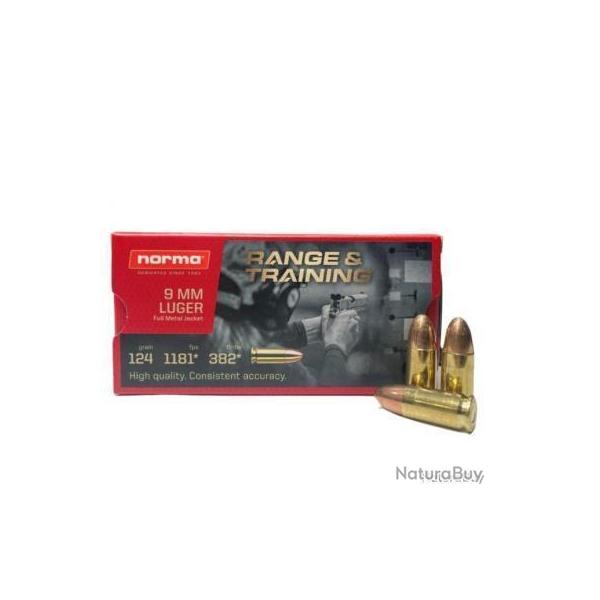 Offre flash B ! Norma 9 mm Luger FMJ Range & Training 124GR - 8G - 5 bo�tes