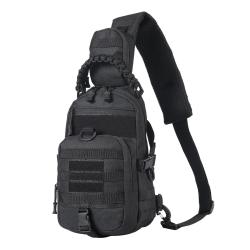 Sacoche Bandouli&egrave;re Tactique Homme Molle Nylon Sac Poitrine Trekking Randonn&eacute;e V&eacute;lo Camping Noir