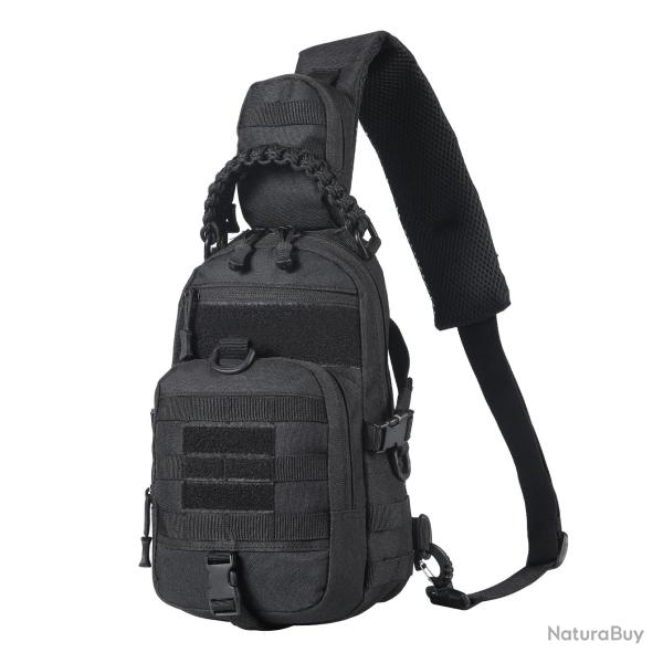 Sacoche Bandouli�re Tactique Homme Molle Nylon Sac Poitrine Trekking Randonn�e V�lo Camping Noir