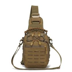 Sacoche Bandouli&egrave;re Tactique Homme Molle Nylon Sac Poitrine Trekking Randonn&eacute;e V&eacute;lo Camping Marron