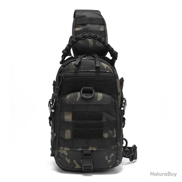 Sacoche Bandouli�re Tactique Homme Molle Nylon Sac Poitrine Trekking Randonn�e V�lo Camping Camo
