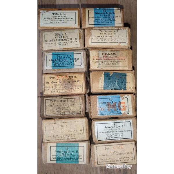 Lot de 14 bo�tes vides 8x57is mauser WW2