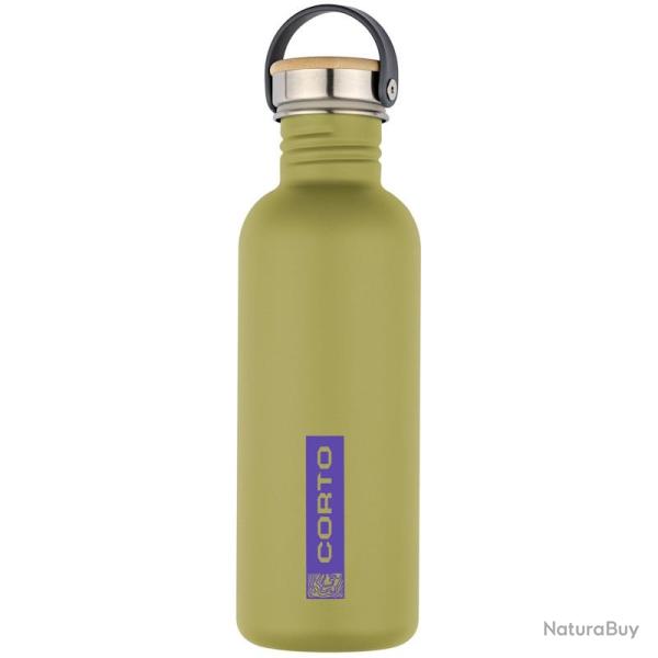 Gourde inox Corto 1L argile avec bouchon bambou