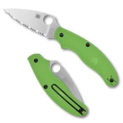 Couteau de poche &agrave; dents Spyderco UK Penknife salt vert