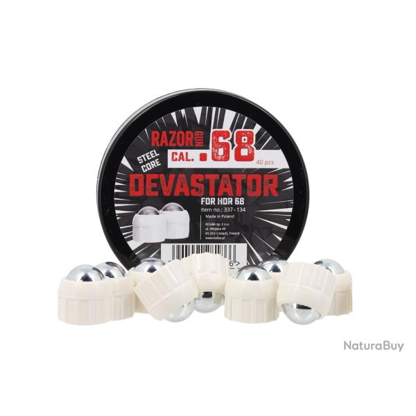 Billes Cal.68 m�tal DEVASTATOR RAZORGUN blanche pour HDS68  par 120 (3 boites 40)