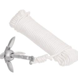 Ancre pliable fonte galvanis&eacute;e argent&eacute; 0,7 kg corde 30 m bateau