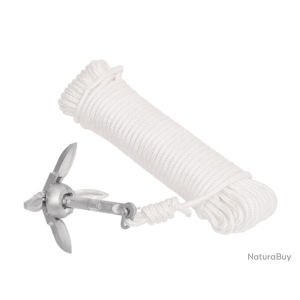 Ancre pliable fonte galvanis�e argent� 0,7 kg corde 30 m bateau
