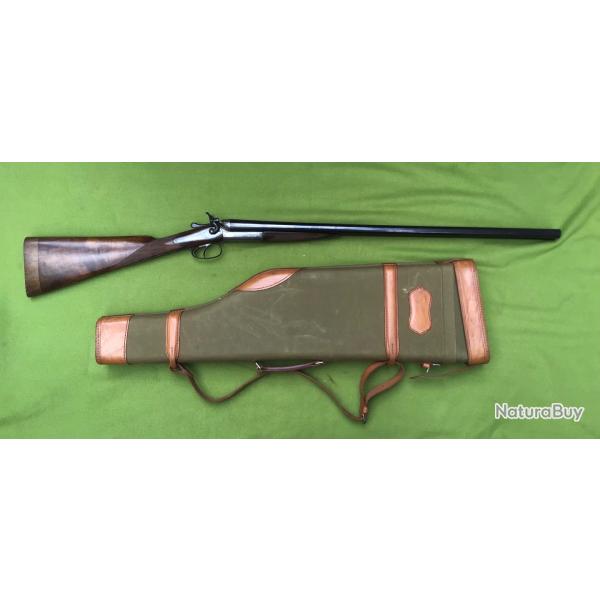 SPLENDIDE FUSIL JUXTAPOSE � CHIENS ARTISANAL. ANGLAISE CAL 12