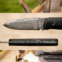 Couteau de chasse / Outdoor Custom - Gravure acide style Damas & Guillochage