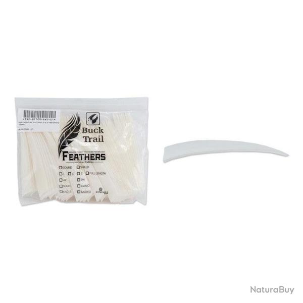 Plume Naturelle Shield 5"- Buck Trail - Blanc