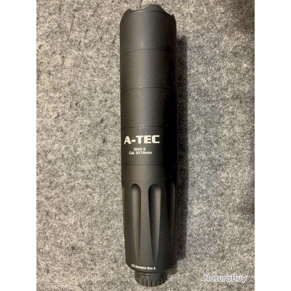Silencieux mod�rateur de son A-TEC SMGcal.9mm pour pistolet CZ scorpio evo 3 Cal.9x19