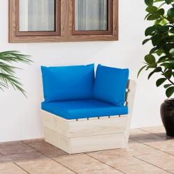 Canap&eacute; d'angle palette de jardin avec coussins &Eacute;pic&eacute;a impr&eacute;gn&eacute;