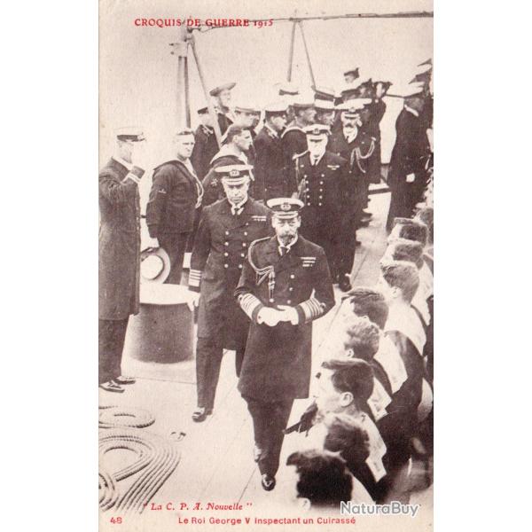 Carte Postale Ancienne - Croquis de Guerre 1915 - Le Roi George V inspectant  -N�8228