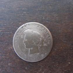 10 Centimes C&eacute;r&egrave;s 1874 - Cuivre
