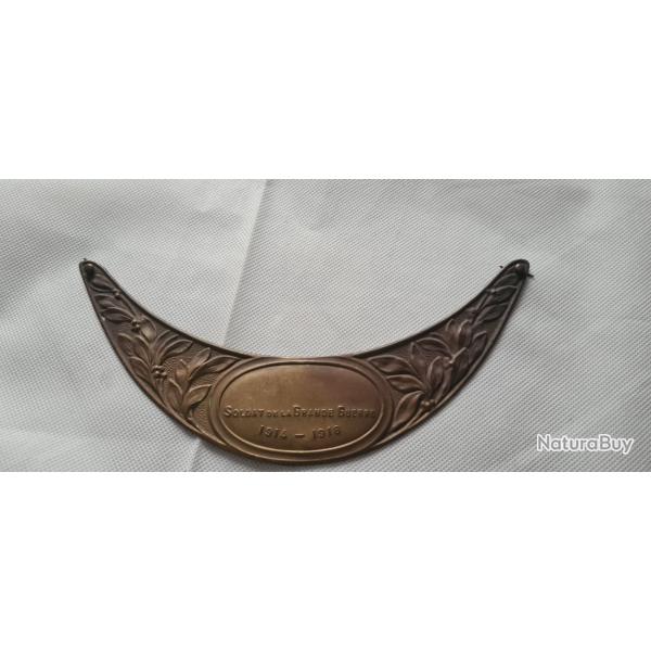 Plaque laiton pour casque Adrian **  SOLDAT DE LA GRANDE GUERRE **
