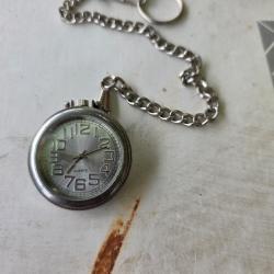 MONTRE DE GOUSSET + CHAINE "ATLAS FOR MEN" EN M&Eacute;TAL ARGENT&Eacute;