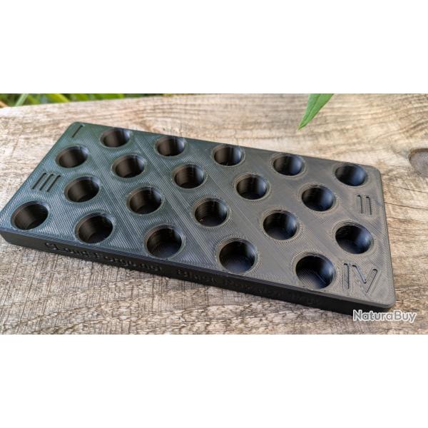 Plateau porte-dosettes poudre noire 20 emplacements - compatible Pietta Pedersoli 25 grs