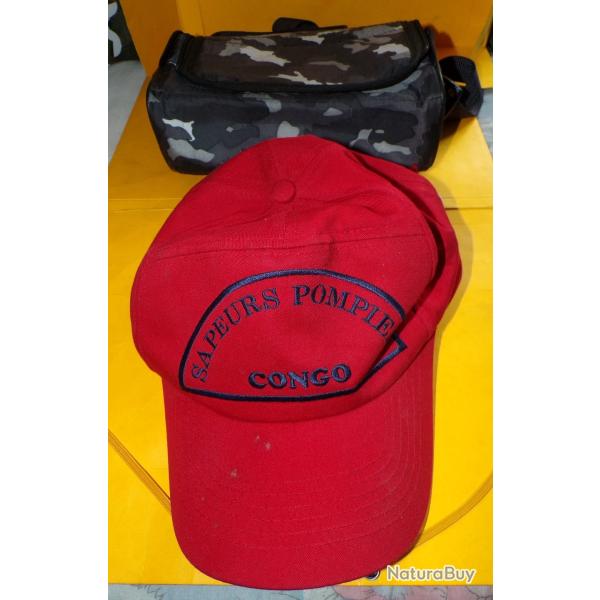 CASQUETTE SAPEURS POMPIERS DU CONGO AVEC UNE POCHETTE CAMOUFLEE  ,�  POUR TOUT RENSEIGNEMENT ME CONT
