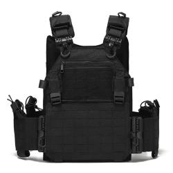 Gilet Tactique JPC 2.0 Porte Plaque Molle Nylon 500D R&eacute;glable Airsoft Militaire Chasse Noir